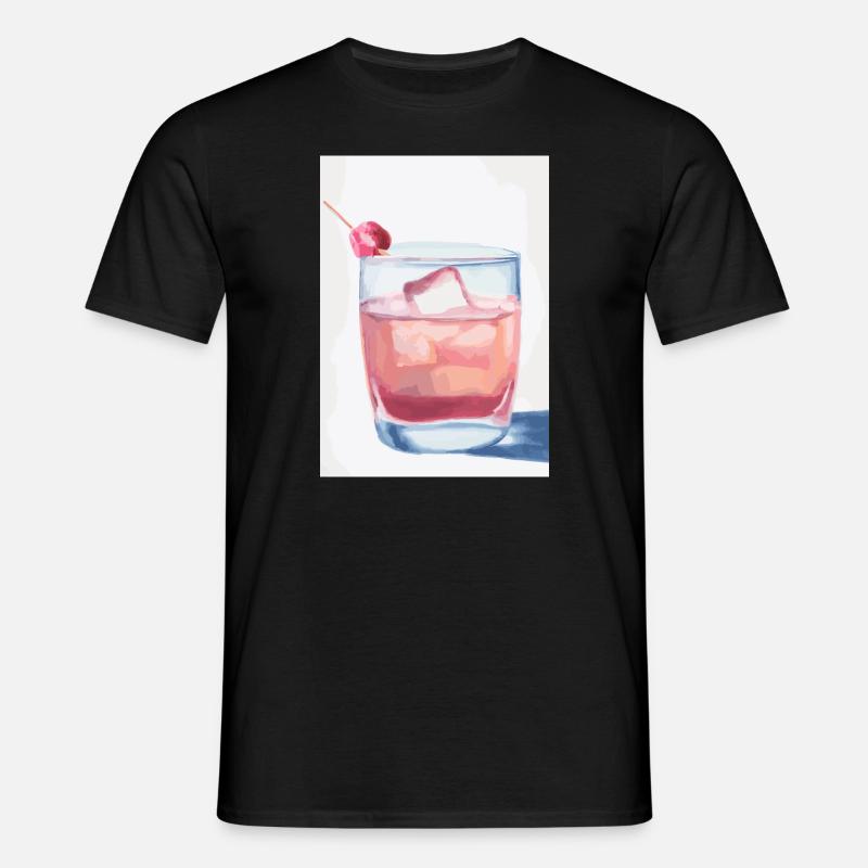 Cocktail mit Kirsche - Männer T-Shirt - Schwarz
