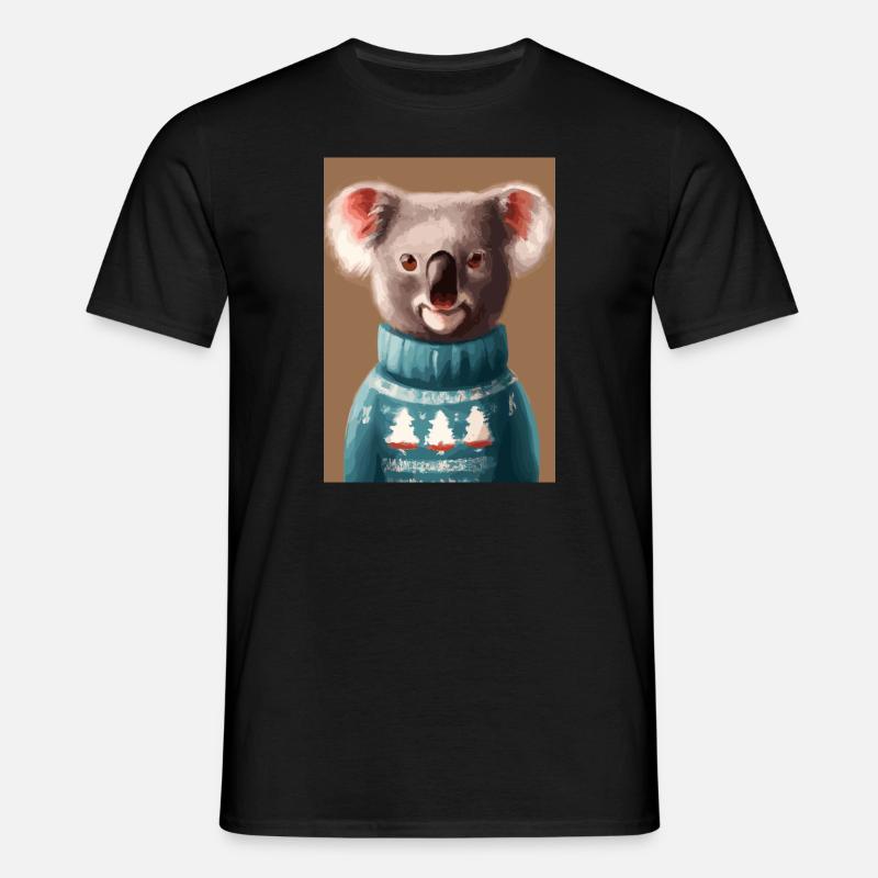 Koala im Weihnachtspullover - Männer T-Shirt - Schwarz