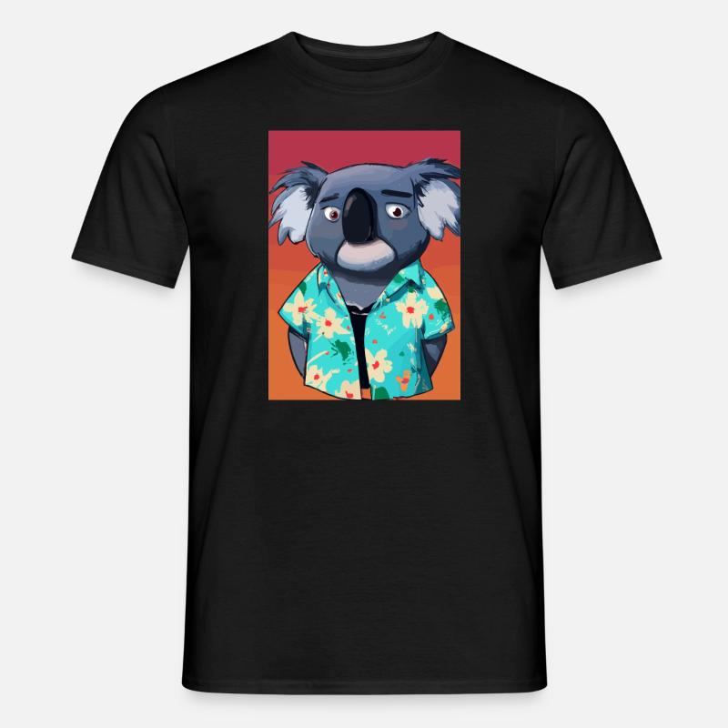 Koala mit Hawaii-Hemd - Männer T-Shirt - Schwarz