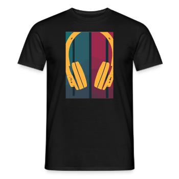 Retro Musik DJ Kopfhörer - Männer T-Shirt - Schwarz - Vorne - AI Model Male 178 light (178cm)