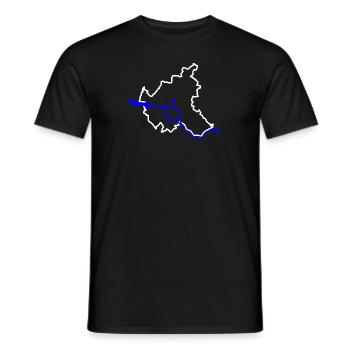 Hambourg - Contour de la ville (blanc) - avec l’Elbe - T-shirt homme - noir - Devant - AI Model Male 178 light (178cm)