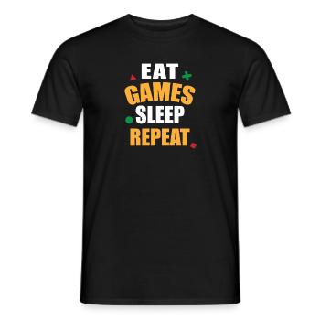 Gamer Design - Food Play Sleep Repeat - Men's T-Shirt - black - Front - AI Model Male 178 light (178cm)