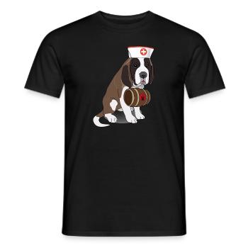 Lustiger Hund Bernhardiner mit Fass - Männer T-Shirt - Schwarz - Vorne - AI Model Male 178 light (178cm)