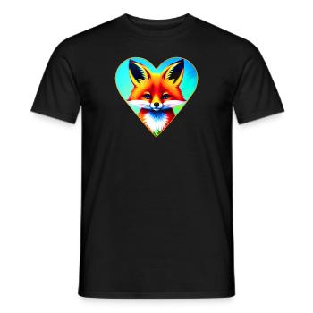 Niedlicher Fuchs in Herzform - Männer T-Shirt - Schwarz - Vorne - AI Model Male 178 light (178cm)