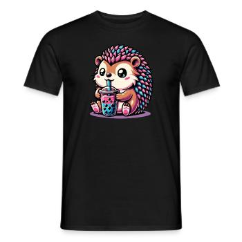 Bubble Tea hérisson Boba Tea Kawaii cadeau - T-shirt homme - noir - Devant - AI Model Male 178 light (178cm)