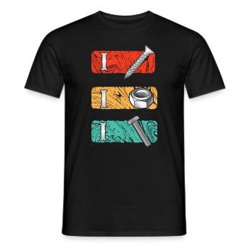 Écrous et boulons - Amateurs de bricolage - T-shirt homme - noir - Devant - AI Model Male 178 light (178cm)