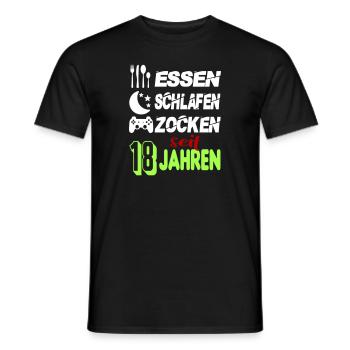 Geburtstag 18 Zocken Spielen Gaming Schlafen - Männer T-Shirt - Schwarz - Vorne - AI Model Male 178 light (178cm)