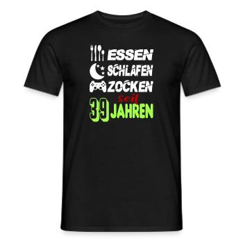 Geburtstag 39 Zocken Spielen Gaming Schlafen - Männer T-Shirt - Schwarz - Vorne - AI Model Male 178 light (178cm)
