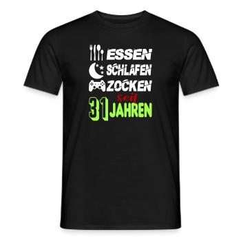 Geburtstag 31 Zocken Spielen Gaming Schlafen - Männer T-Shirt - Schwarz - Vorne - AI Model Male 178 light (178cm)