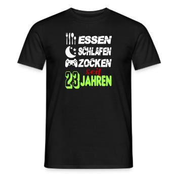 Geburtstag 23 Zocken Spielen Gaming Schlafen - Männer T-Shirt - Schwarz - Vorne - AI Model Male 178 light (178cm)
