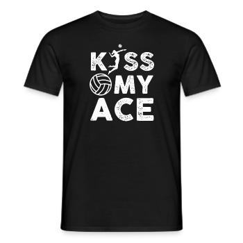 Kiss My Ace – Indoor Volleyball Player I Love - Men's T-Shirt - black - Front - AI Model Male 178 light (178cm)