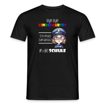 Bye Bye Kindergarten - Einschulung Polizistin - Männer T-Shirt - Schwarz - Vorne - AI Model Male 178 light (178cm)