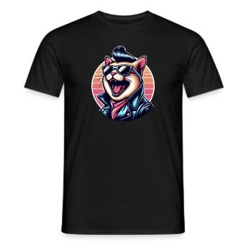 Vintage rock cat t-shirt - Men's T-Shirt - black - Front - AI Model Male 178 light (178cm)