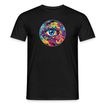Psychedelisches Auge: Farbiges Trippy Design - Männer T-Shirt - Schwarz - Vorne - AI Model Male 178 light (178cm)