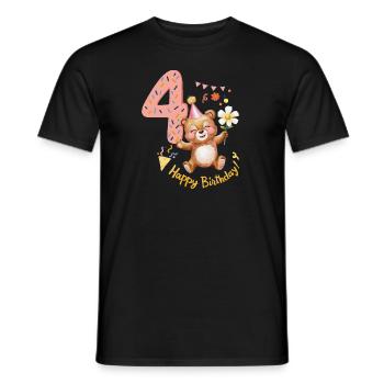 Cute Birthday Bear 4 Years 4th Birthday - Men's T-Shirt - black - Front - AI Model Male 178 light (178cm)