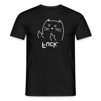 Cat Fuck off Cat Angry cat lover - Men's T-Shirt - black - Front - AI Model Male 178 light (178cm)