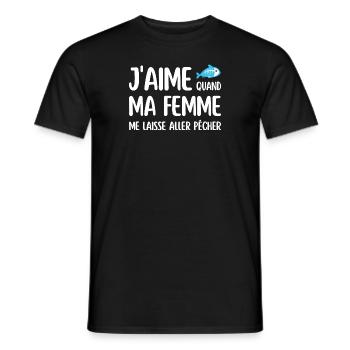J'aime quand ma femme me laisse aller pêcher - T-shirt homme - noir - Devant - AI Model Male 178 light (178cm)
