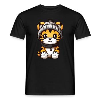 Tiger Winter Comic - Men's T-Shirt - black - Front - AI Model Male 178 light (178cm)