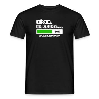 Réveil en cours, veuillez patienter - T-shirt homme - noir - Devant - AI Model Male 178 light (178cm)