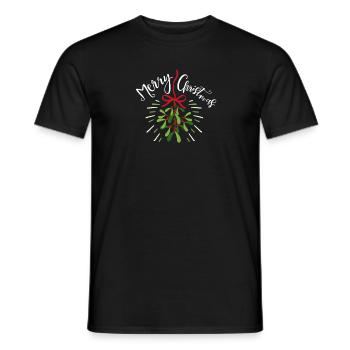 Merry Christmas Hanging Mistletoe Cute Gift - Men's T-Shirt - black - Front - AI Model Male 178 light (178cm)