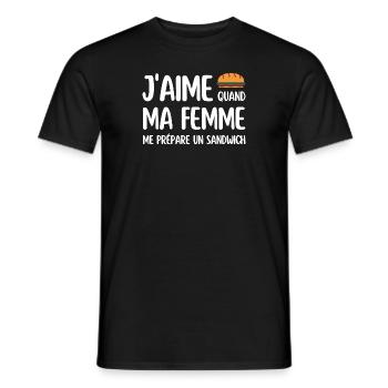 J'aime quand ma femme me prépare un sandwich - T-shirt homme - noir - Devant - AI Model Male 178 light (178cm)