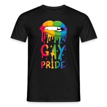 Gay Pride Regenbogen Lippen - Männer T-Shirt - Schwarz - Vorne - AI Model Male 178 light (178cm)