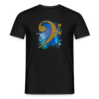 Grande clé à basse sur éclaboussures de couleur - T-shirt homme - noir - Devant - AI Model Male 178 light (178cm)