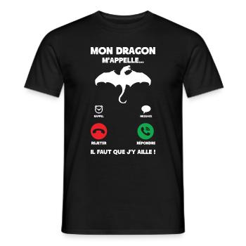 Mon Dragon M'Appelle | Citation Dragon Créature - T-shirt homme - noir - Devant - AI Model Male 178 light (178cm)