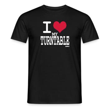 turntable - Men's T-Shirt - black - Front - AI Model Male 178 light (178cm)