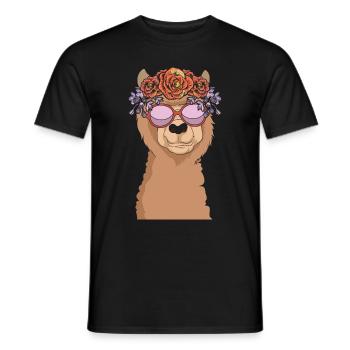 Coole Sonnenbrille Blumen Lama Geschenk Alpaka - Männer T-Shirt - Schwarz - Vorne - AI Model Male 178 light (178cm)
