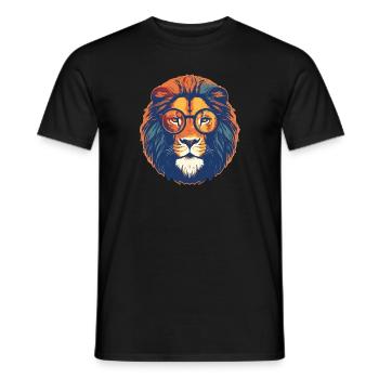 Lion avec lunettes de soleil, roi des bêtes, gros chat - T-shirt homme - noir - Devant - AI Model Male 178 light (178cm)