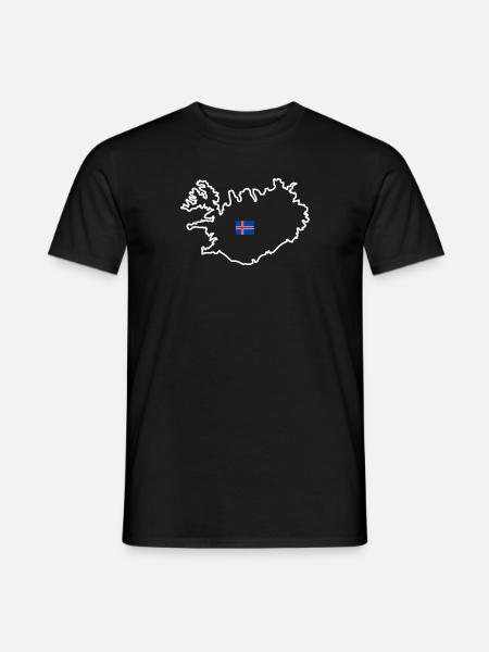 Iceland - Contour of the island (white) - Men's T-Shirt - black
