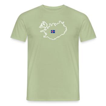 Island - Kontur der Insel (weiß) - Männer T-Shirt - Sage - Vorne - AI Model Male 178 light (178cm)