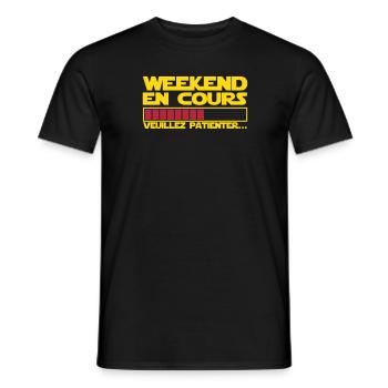 WEEKEND EN COURS - T-shirt homme - noir - Devant - AI Model Male 178 light (178cm)