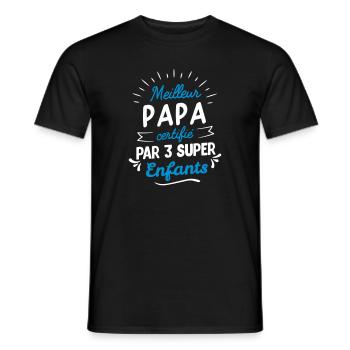 meilleur papa 3 enfants - T-shirt homme - noir - Devant - AI Model Male 178 light (178cm)