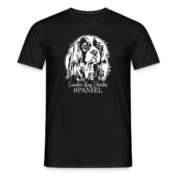 CAVALIER KING CHARLES SPANIEL Chien portrait chiens - T-shirt homme - noir - Devant - AI Model Male 178 light (178cm)