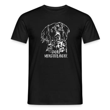 Aimé par un petit Munsterlander Münsterländer Hund - T-shirt homme - noir - Devant - AI Model Male 178 light (178cm)