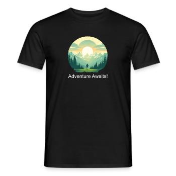 Adventure Awaits - Männer T-Shirt - Schwarz - Vorne - AI Model Male 178 light (178cm)
