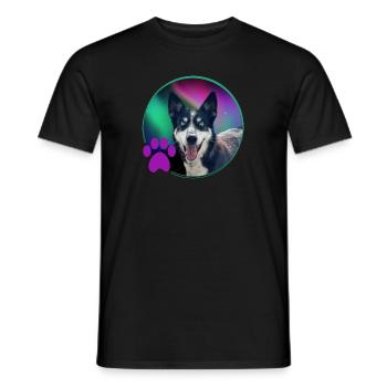 Logo Ayla avec patte et aurores boréales - T-shirt homme - noir - Devant - AI Model Male 178 light (178cm)