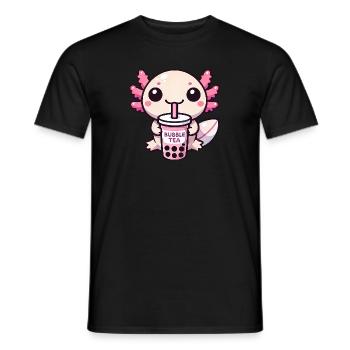 Kawaii Axolotl Trinken Bubble Tea - Männer T-Shirt - Schwarz - Vorne - AI Model Male 178 light (178cm)