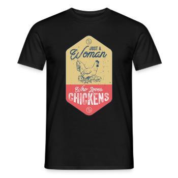 Nur eine Frau, die Hühner liebt - Männer T-Shirt - Schwarz - Vorne - AI Model Male 178 light (178cm)
