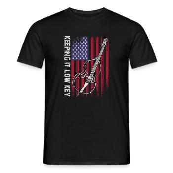 Plus de basses - pas d’aigus - contrebasse - T-shirt homme - noir - Devant - AI Model Male 178 light (178cm)