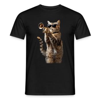 Trompette American Shorthair - T-shirt homme - noir - Devant - AI Model Male 178 light (178cm)