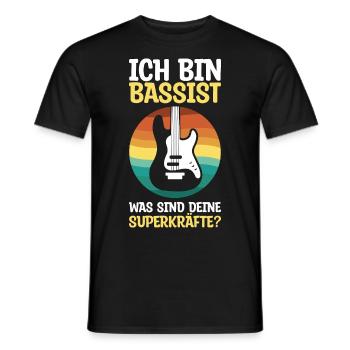 Bassist Superkräfte Bass Spieler Geschenk - Männer T-Shirt - Schwarz - Vorne - AI Model Male 178 light (178cm)