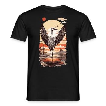 Grue Ukiyo-E Tradition Japon & Beauté - T-shirt homme - noir - Devant - AI Model Male 178 light (178cm)