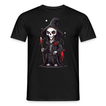 Halloween Skeleton Magician Cartoon Magic - Men's T-Shirt - black - Front - AI Model Male 178 light (178cm)
