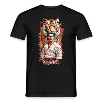 Tigre Martial Artiste Rétro Arts Martiaux Style d’Art - T-shirt homme - noir - Devant - AI Model Male 178 light (178cm)
