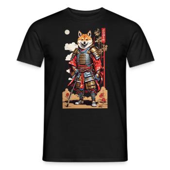 Samurai Shiba Hund Retro Japan Kunst Design - Männer T-Shirt - Schwarz - Vorne - AI Model Male 178 light (178cm)