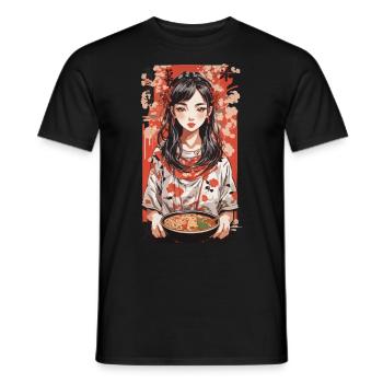 Soupes Ramen Japonaises Style Ukiyo-E - T-shirt homme - noir - Devant - AI Model Male 178 light (178cm)
