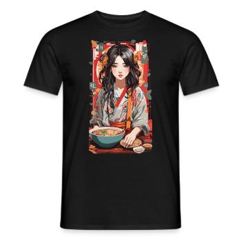 Ramen Anime Popart Japanische Nudelsuppe - Männer T-Shirt - Schwarz - Vorne - AI Model Male 178 light (178cm)